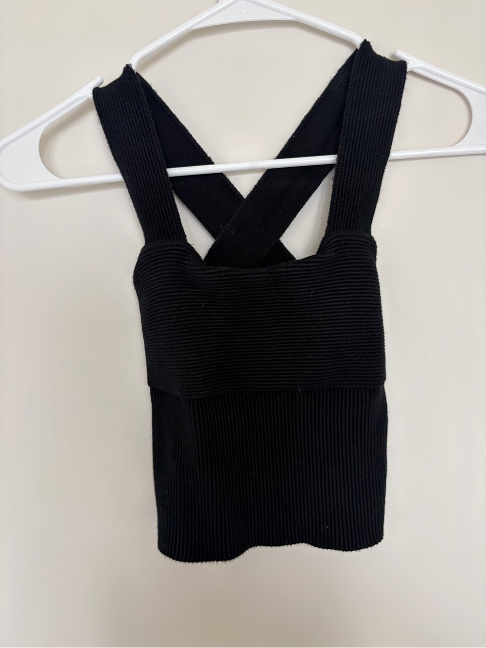 Abercrombie & Fitch Black Ribbed Cross-Strap Tank Top